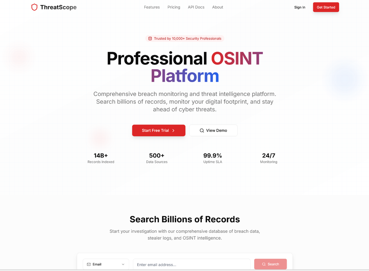 ThreatScope - OSINT Security Platform (2025)